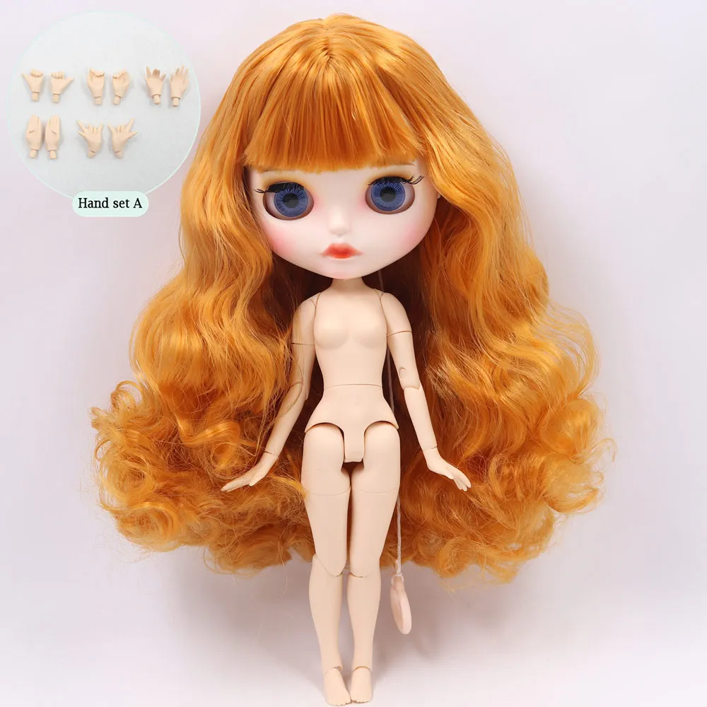 B doll with hand A ICY Nude Blyth кукла на заказ № BL0145 оранжевый коричневый волосы индивидуальные резные губы лицо 1/6 bjd, pullip, licca, jerryberry - Цвет: B doll with hand A