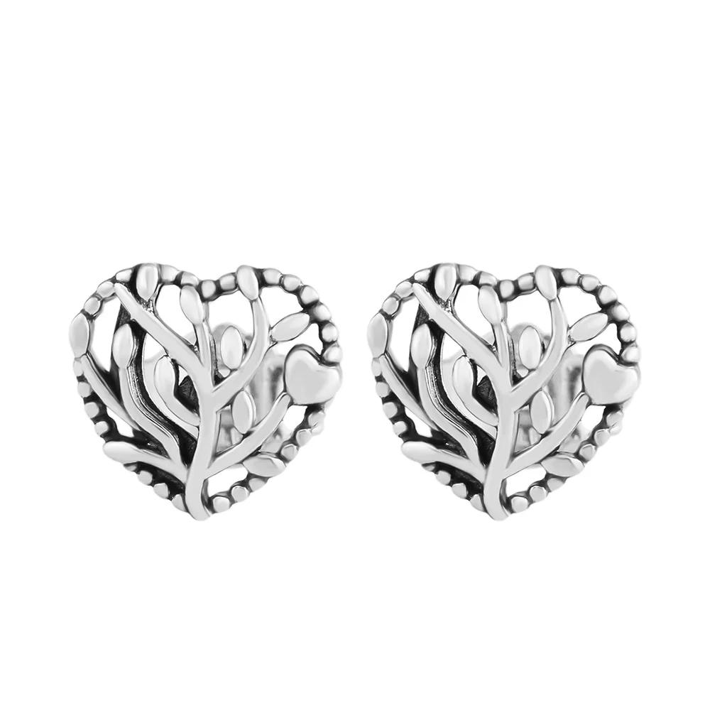 

100% реальные 925 пробы серебро расцвет серьги-гвоздики в форме сердца для Для женщин уха, ювелирные изделия из драгоценных металлов, украшения...