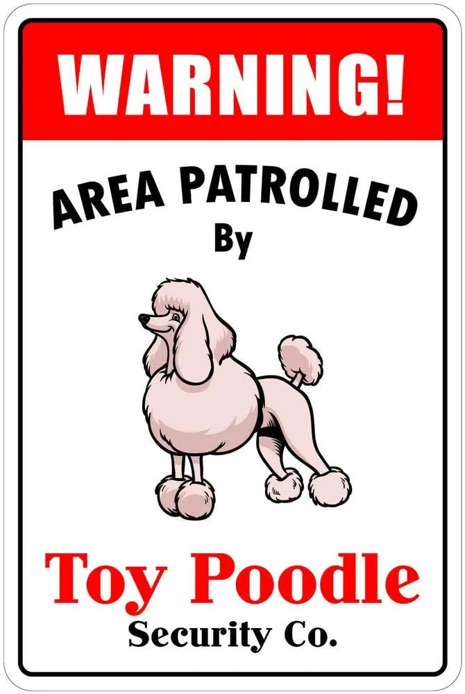 

Metal Sign Warning Area Patrolled by Toy Poodle 12"x18" Metal Novelty Sign