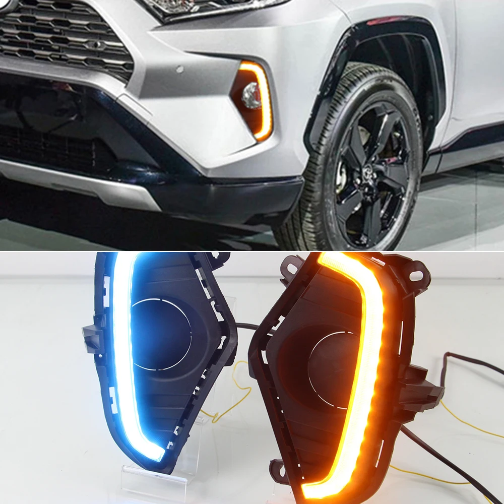 2 шт. Светодиодный дневной светильник LED DRL для Toyota RAV4 2019 2020 Водонепроницаемый 12V