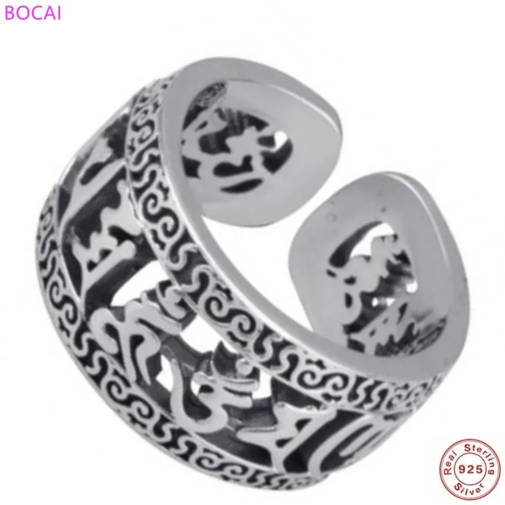 

Bocai S925 Strtlings Серебряный Мужской и Женский Ретро тайский серебряный в стиле панк женские ботильоны ручной работы модные шести слов реальное с...