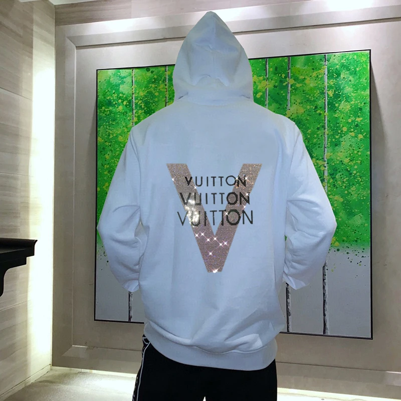 Удобная мужская толстовка с капюшоном чистый черный белый блестящий V-образный