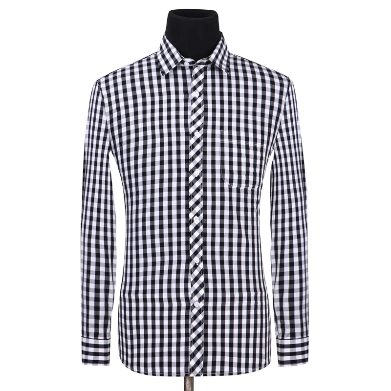 

Men Casual Shirts Plaid Long Sleeve Shirt Spring Autumn 100% Cotton Turn-down Collor Slim Fit Comfortable Shirts