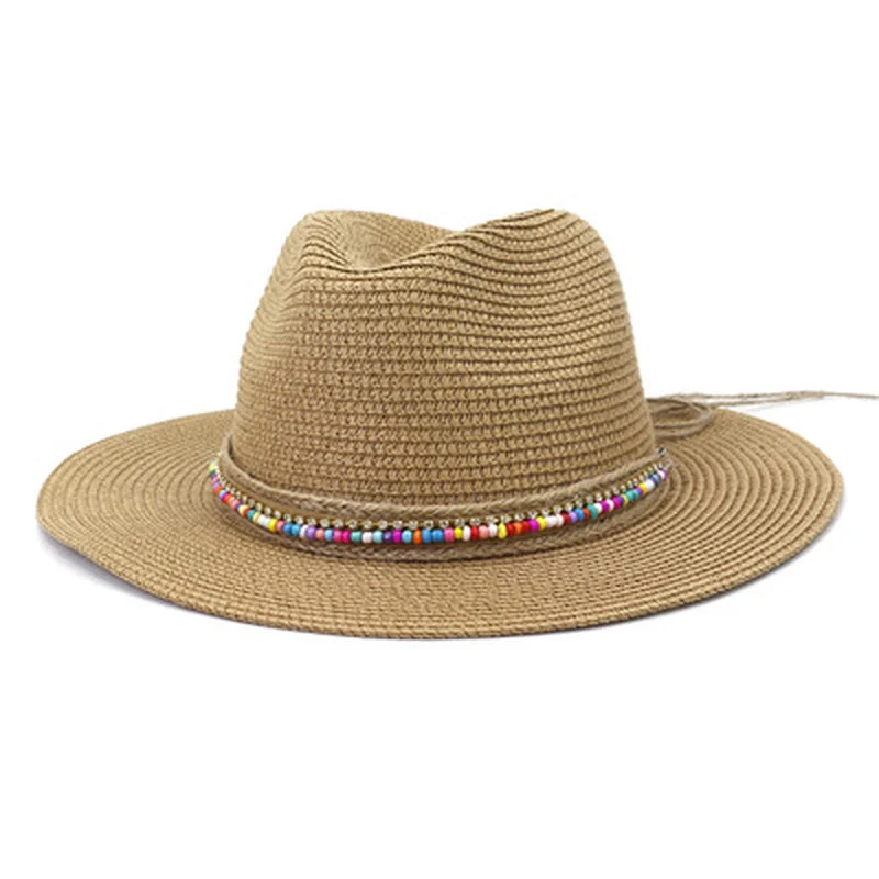 

summer women hats solid belt band western cowboy casual sun hats straw coffee khaki white black beach outdoor panama women hats