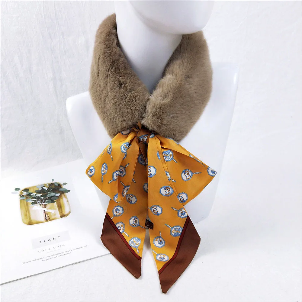 Новый женский зимний шарф из искусственного меха в стиле пэчворк Корейском лидер