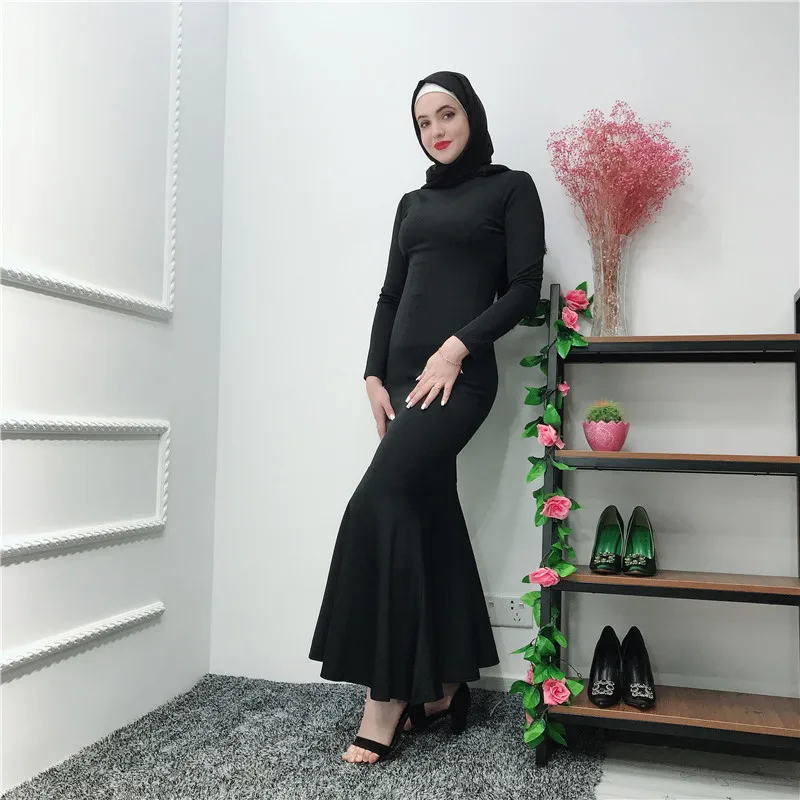 2019 Muslim Dubai Turkish Style Fashion Fishtail Dress Slim Abayas Long Sleeve Islamic Clothing For Women | Тематическая одежда и