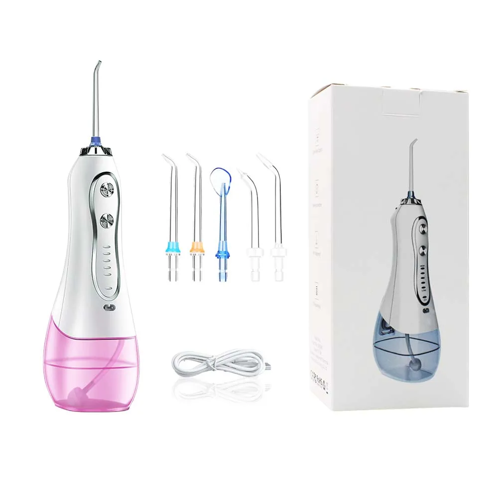 Розовый H20floss 5 режимов ирригатор для полости рта портативный водный ирригатор зубная нить USB перезаряжаемая струя воды 300 мл очиститель зубов - Цвет: Розовый
