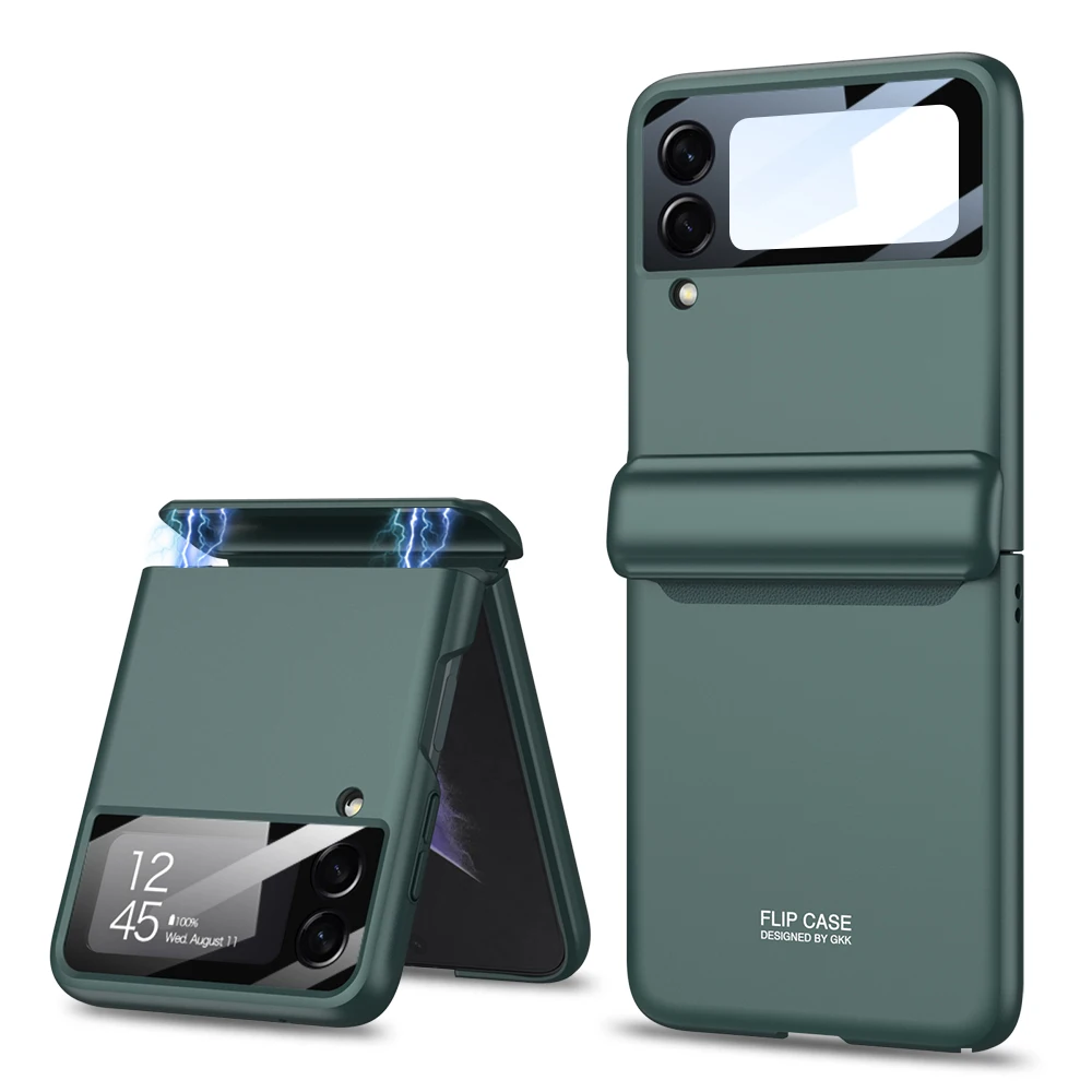 

Drop Protection Magnetic Case for Samsung Galaxy Z Flip 3 5G Flip3 Fashion Phone Cover with Small Screen Protector Film