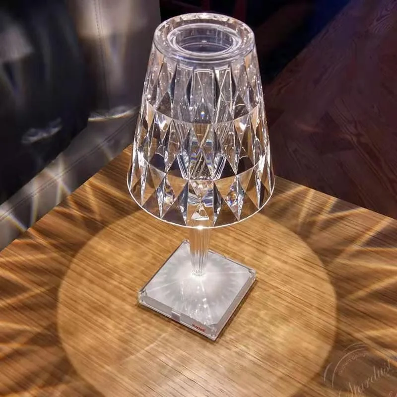 

Crystal Table Light Transparent Prism Desk Night Lamps Nordic Acrylic Pendant Lamp Bedroom Living Room Bedside Decoration.