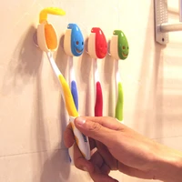 4pcslot creative smile face tooth brush cover toothbrush holders case suction cup bath tube travel home color random