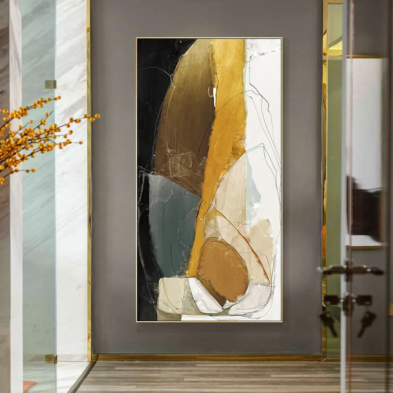 Желтый геометрический абстрактный холст плакат с принтом Современная Настенная