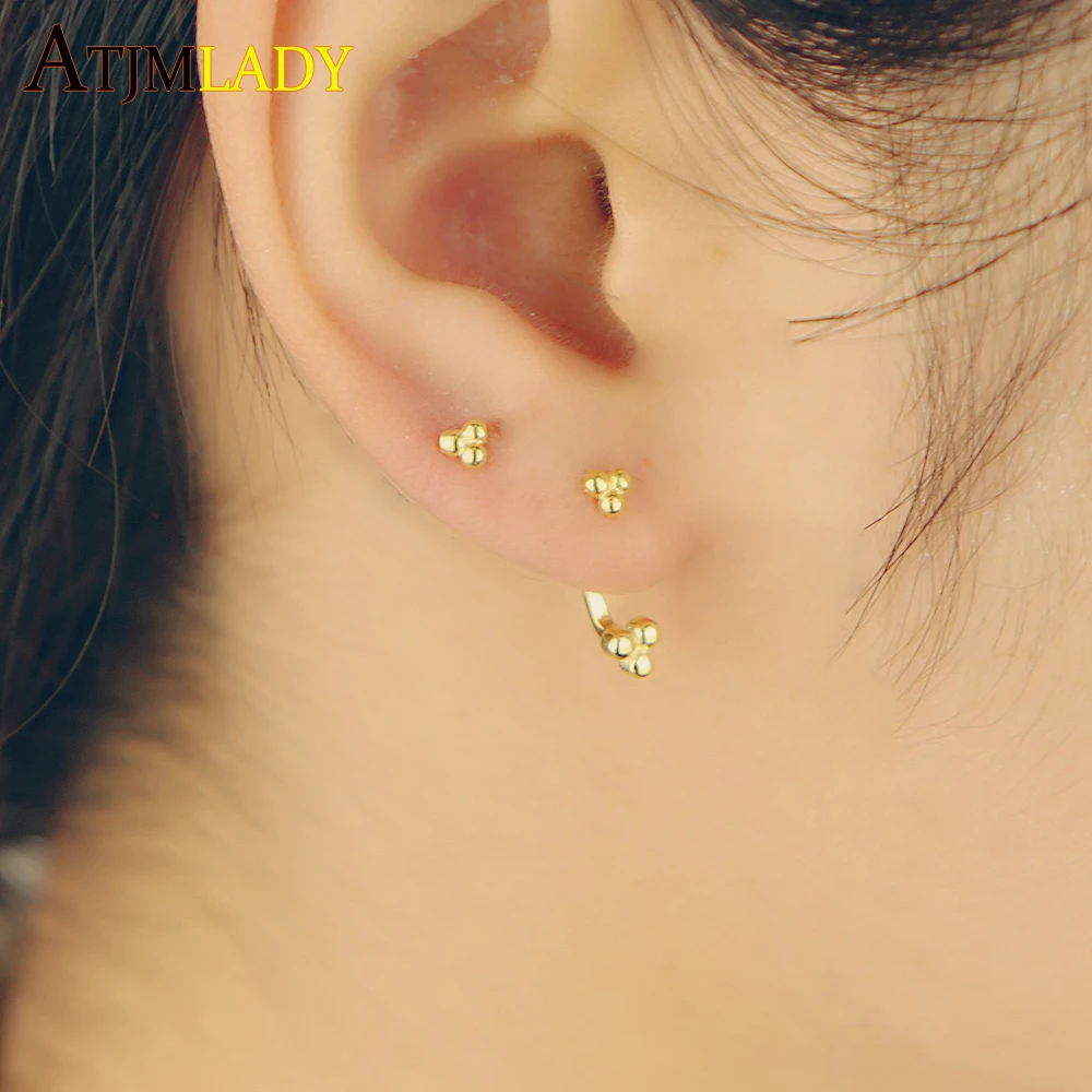 Минималистичные круглые серьги в горошек очаровательные из 100% стерлингового