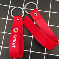 for smart fortwo forfour 453 451 450 pu leather car keychain business gift leather keyrings car key strap waist wallet keychains