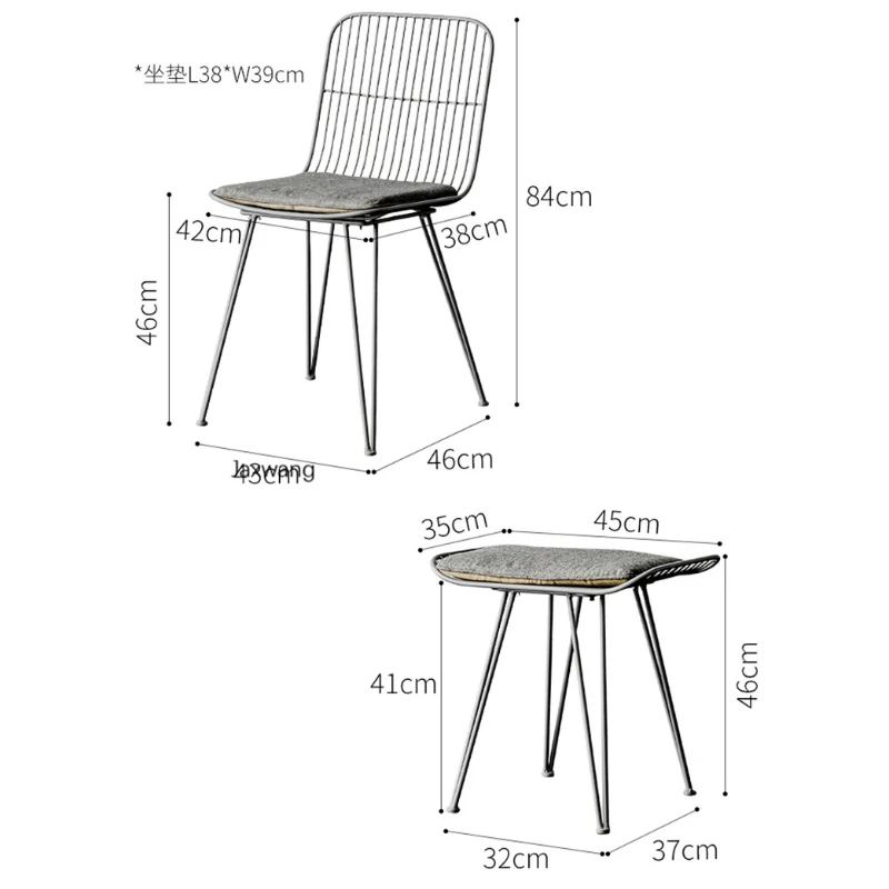 

Nordic Dining Chair for Kitchen Outdoor Wrought Iron Design Dining Chairs Home Furniture Makeup Chair Modern Simple Back Chair
