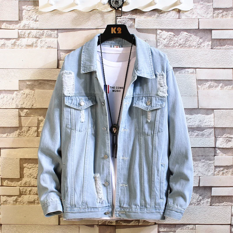 

Однотонная Повседневная облегающая Мужская джинсовая куртка-бомбер, Повседневная модная куртка для мужчин, Высококачественная ковбойская...