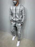 tracksuit full set plaid printed loose suit pair of clothes fashion tracksuit gray tracksuit fullset black pink faded