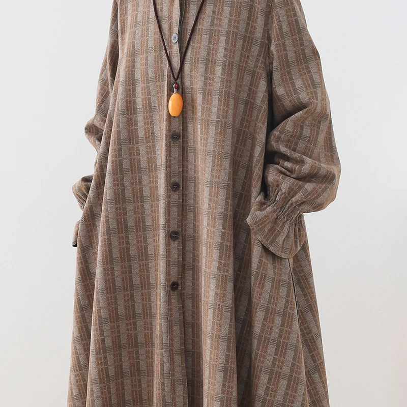 Новый 2020 Для женщин шерстяное пальто утолщенное клетчатое в винтажном стиле с