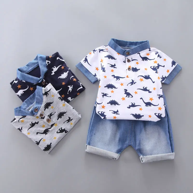 

Летний Детский Повседневный костюм для мальчиков и девочек, футболка с принтом, шорты, 2 шт./компл., детская модная спортивная одежда для млад...