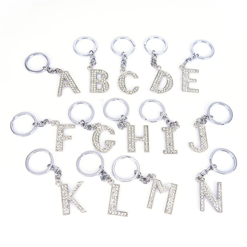 Crystal Alphabet Initial Letter Key Ring Chain Rhinestone Unisex Keychain Letters Pendan Keyring New Fashion Style | Украшения и