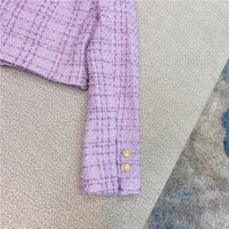 

2021 HIGH STREET New Designer Stylish Women's Square Collar Plaid Tweed Jacket