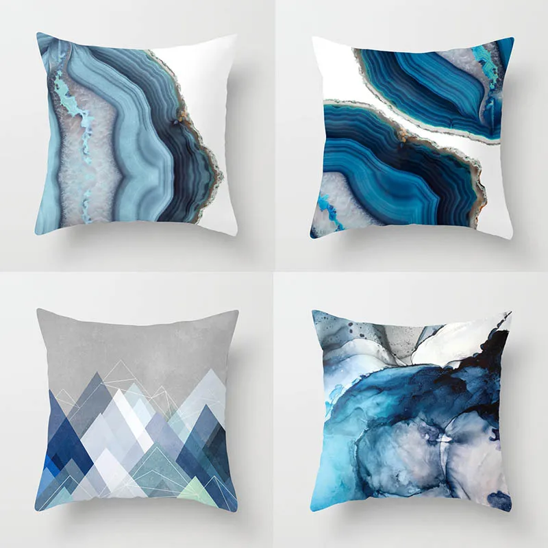 45*45 см наволочка синий абстрактный геометрический принт из полиэстера чехол