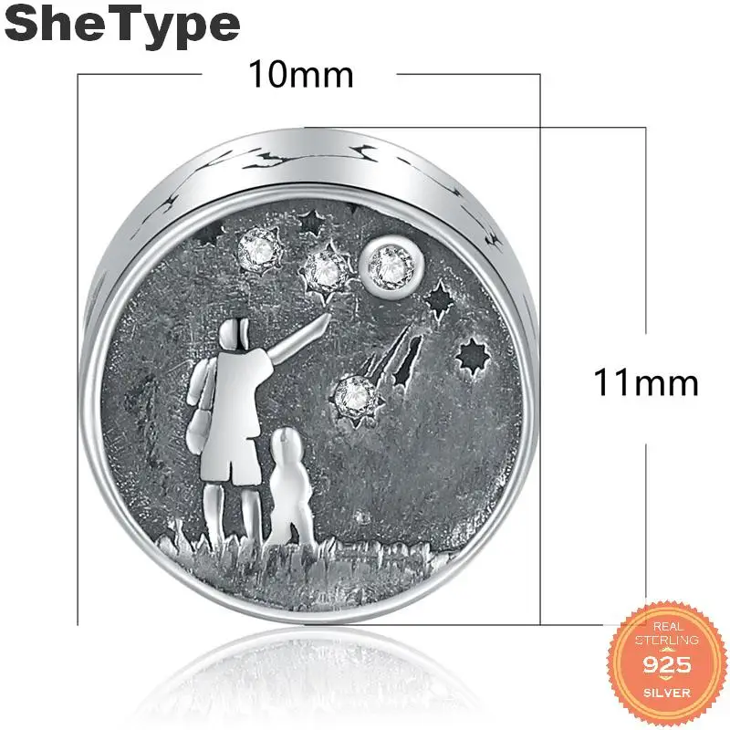 

SheType, 2,5 г, лидер продаж, бусины-шармы из стерлингового серебра 925 пробы для родителей и детей, семейных любимых, кемпингов, подходят для брасл...