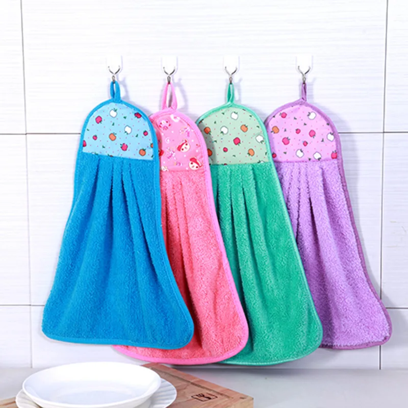 

Fashion Coral Fleece Towel Comfortable Soft Hanging Towels Strong Absorbent Bathroom Kitchen Accessory Microfiber Dishcloth