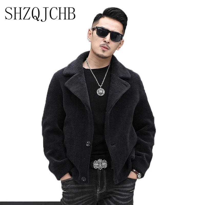 

2021 Winter Autumn Jacket Real Fur Coat Men Short Sheep Shearing Wool Coats and Jackets Man Korean Casual 9807 KJ3121