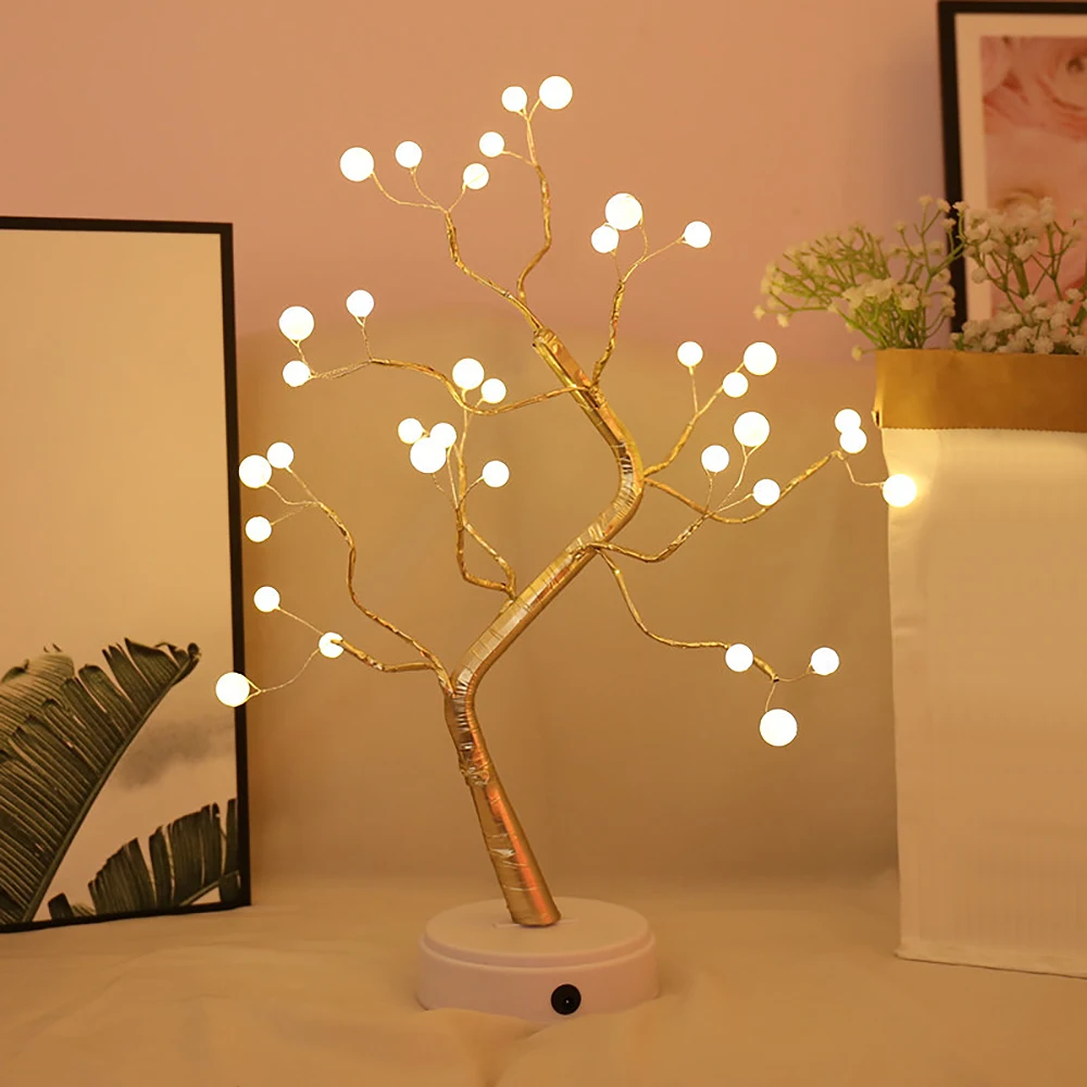 

LED Night Light Fairy Lights Mini Christmas Tree Copper Wire Garland Lamp Artificial Light Tree Light Valentine'S Day Lighting