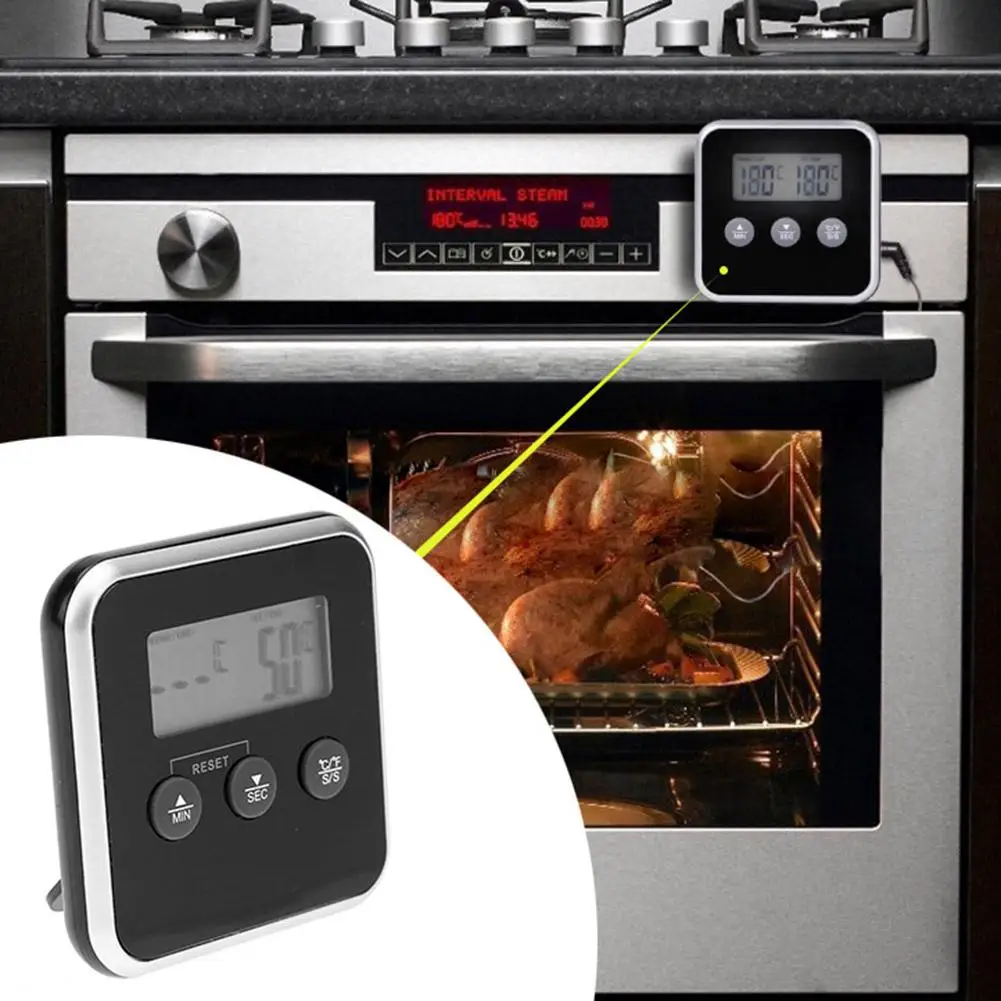 electronic lcd digital food thermometer bbq meat water oil cooking temperature alarm kitchen cooking timer free global shipping