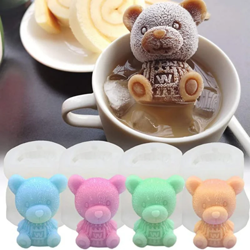 

Red Bear 3D Frosted Ice Cubes Mold Ice Piece Silicone Mold Milk Tea Coffee Ice Hockey Aromatherapy Candle Plaster Drop Mold