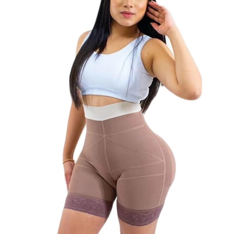 Daily Life Use Double Pressure Shaping Shorts Slimming Fajas Lace Body Shaper Girdle