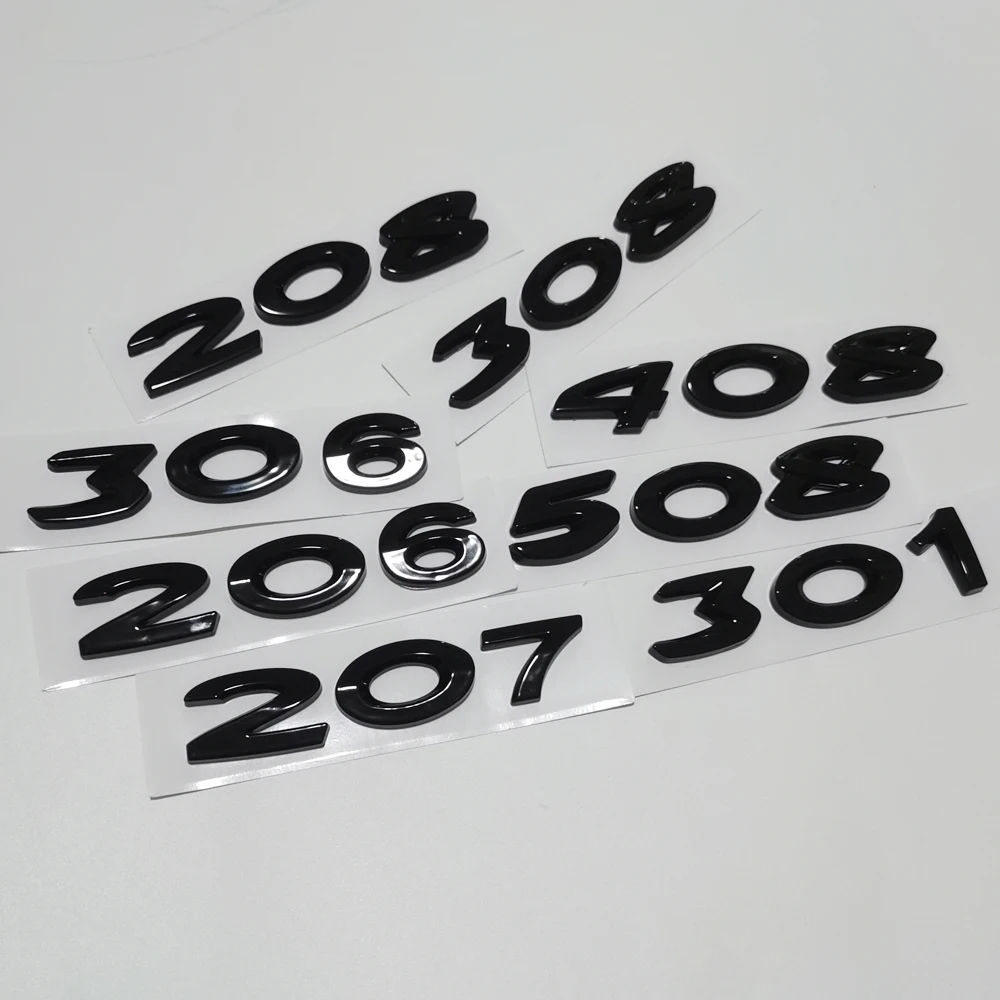 Глянцевая черная задняя наклейка с логотипом автомобиля на багажник для Peugeot 3008