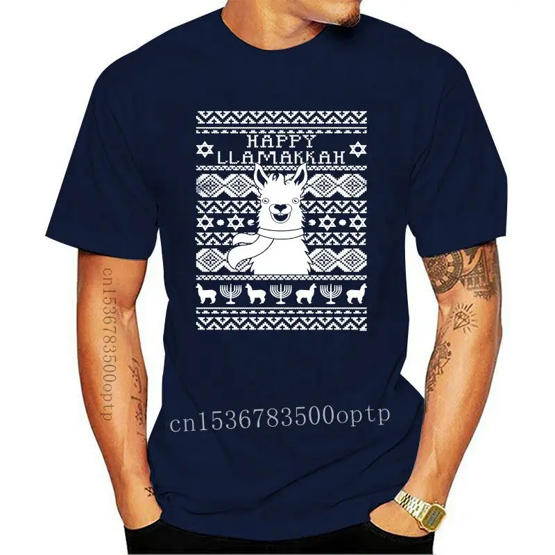 Happy Llamakkah - Hanukkah Ugly Sweater Dreidel Jewish Mens T-Shirt custom printed tshirt, 2020 fashion t shirt mens tee shirts