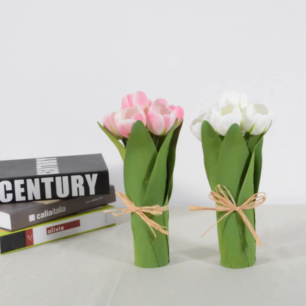 Батарея Стиль Тюльпан Цветок украшения светильник с розовыми цветочками + теплый