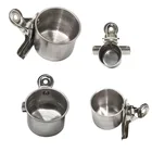 Кормушка для птиц из нержавеющей стали, одиночная чашка с зажимом, подставка для клетки для попугая, C42