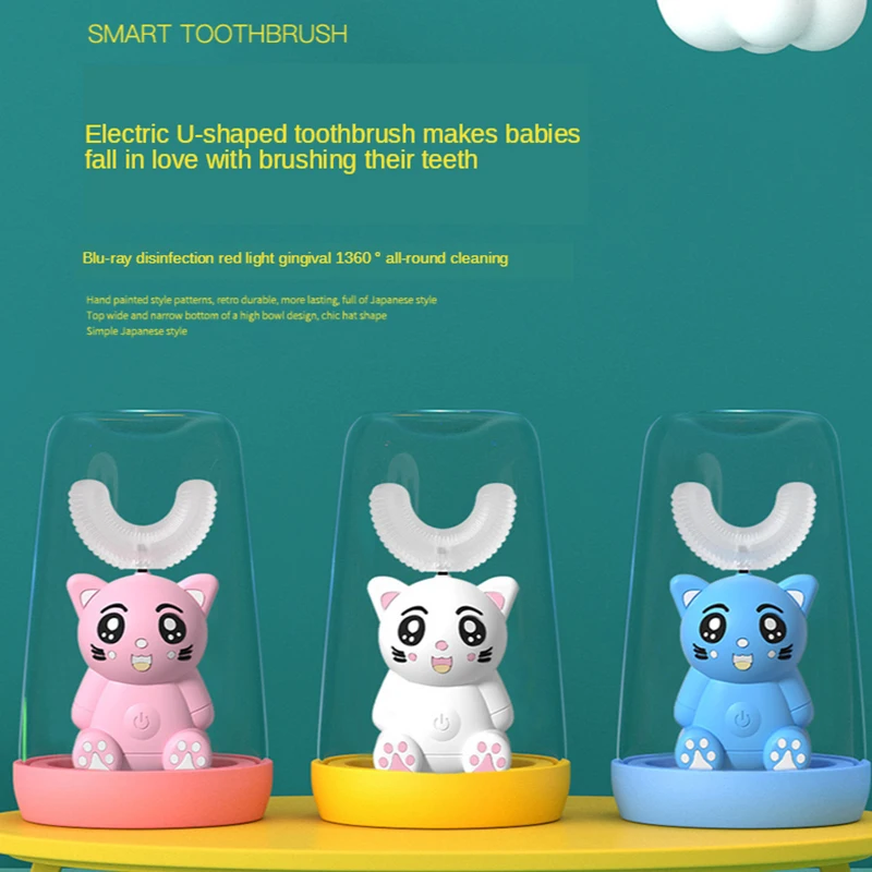 

Smart XaoMi U Electric Toothbrush Kids Silicon Automatic Ultrasonic Teeth Tooth Brush Cartoon Pattern Children 360 Degrees Home