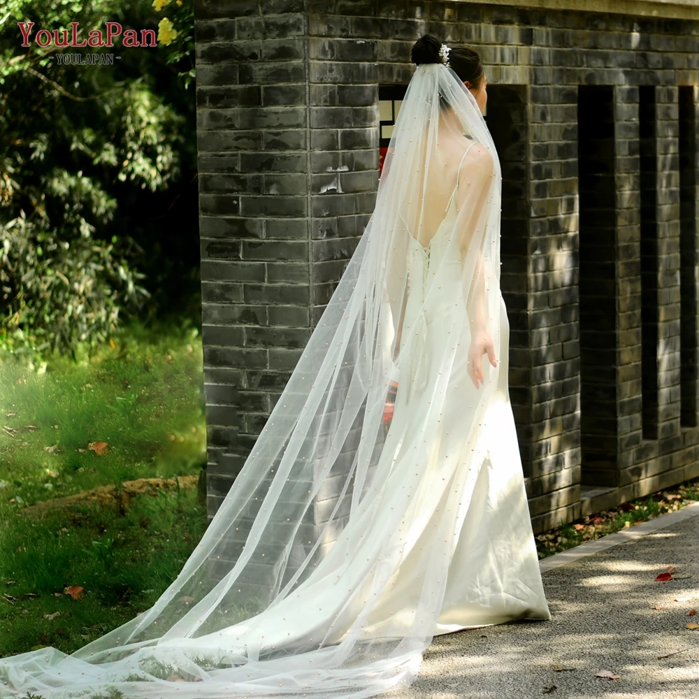 

Белая Фата цвета слоновой кости YouLaPan V11 с жемчугом цвета шампанского длиной 300 см Фата для невесты Фата цвета шампанского свадебная фата сва...