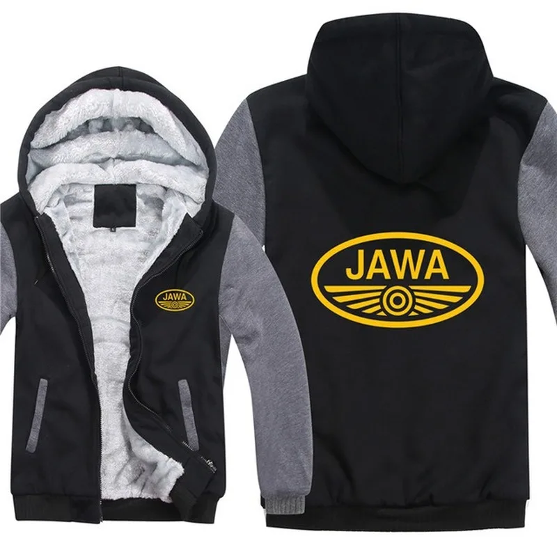 

2020NEW Winter Jawa Motorcycle Hoodies Jacket Fashion Pullover Man Coat Wool Liner Fleece Jawa Sweatshirts Coat
