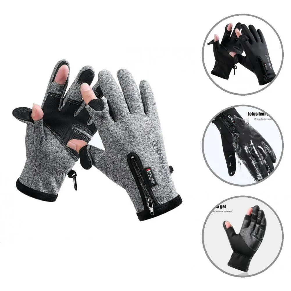 

Comfortable Wear Lightweight Zipper Dual Touch Screen 2-cut Fingers Gloves for Winter