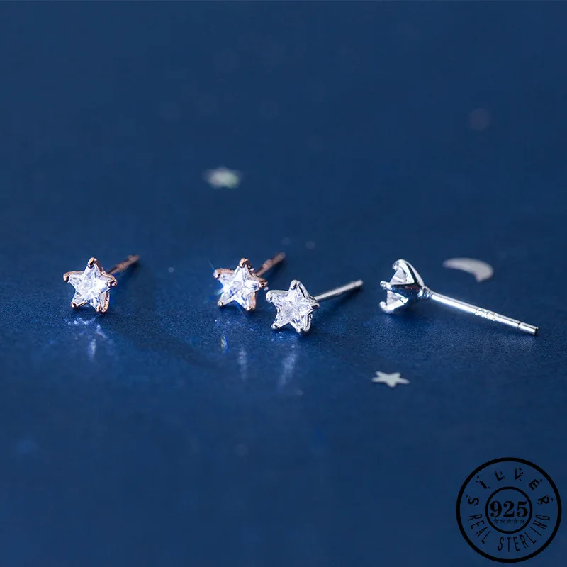 100% 925 стерлингового серебра небольшой кубический цирконий милый заклепки в виде