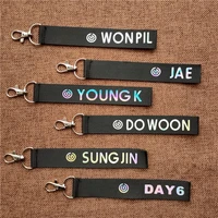 kpop day6 laser reflective mobile phone strap name bar keychain wonpil jae young k do woon sung jin mobile phone pendant