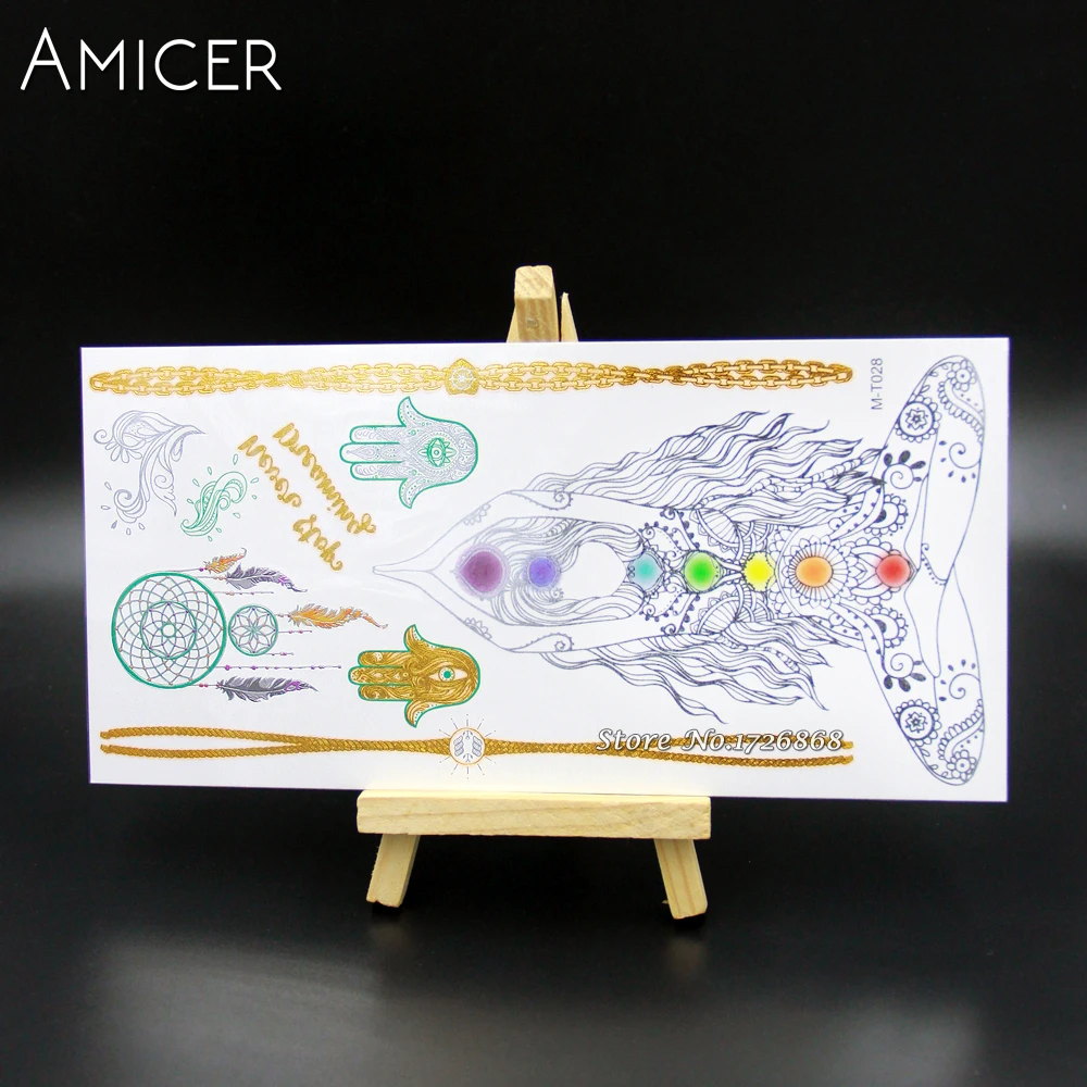 Временные татуировки для боди арта золотые металлические тату на руку рукава