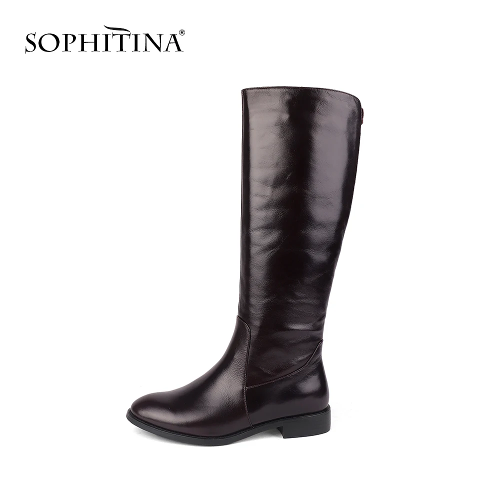 SOPHITINA/Новинка; женские ботинки из высококачественной натуральной кожи; удобная обувь на квадратном каблуке с круглым носком; модные ботинки ручной работы; SC459