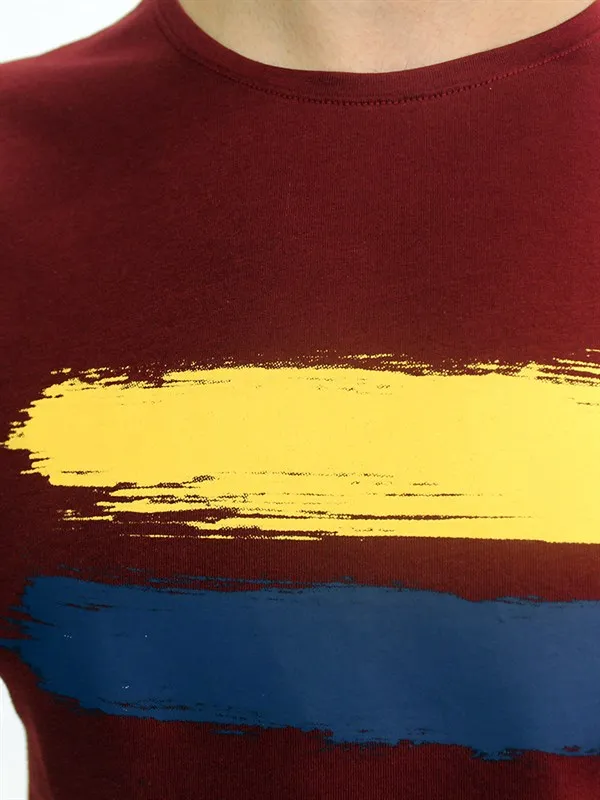 

Mens Printed Crew Neck T-shirt Bordeaux