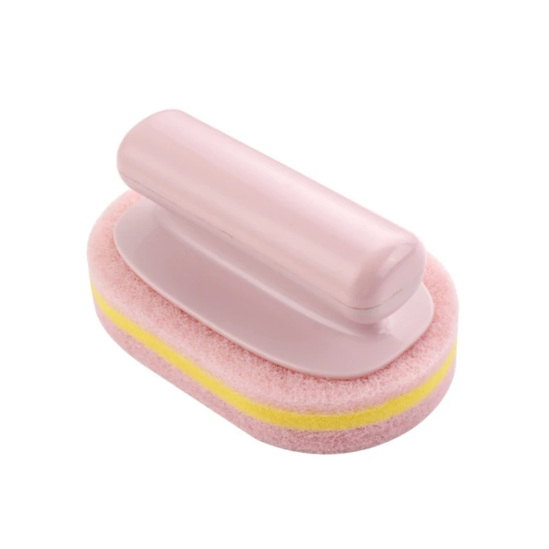 

2021 Sponge handle kitchen cleaning brush scouring pad ceramic tile floor bathtub scrubbing pot household cleaning tools XQ