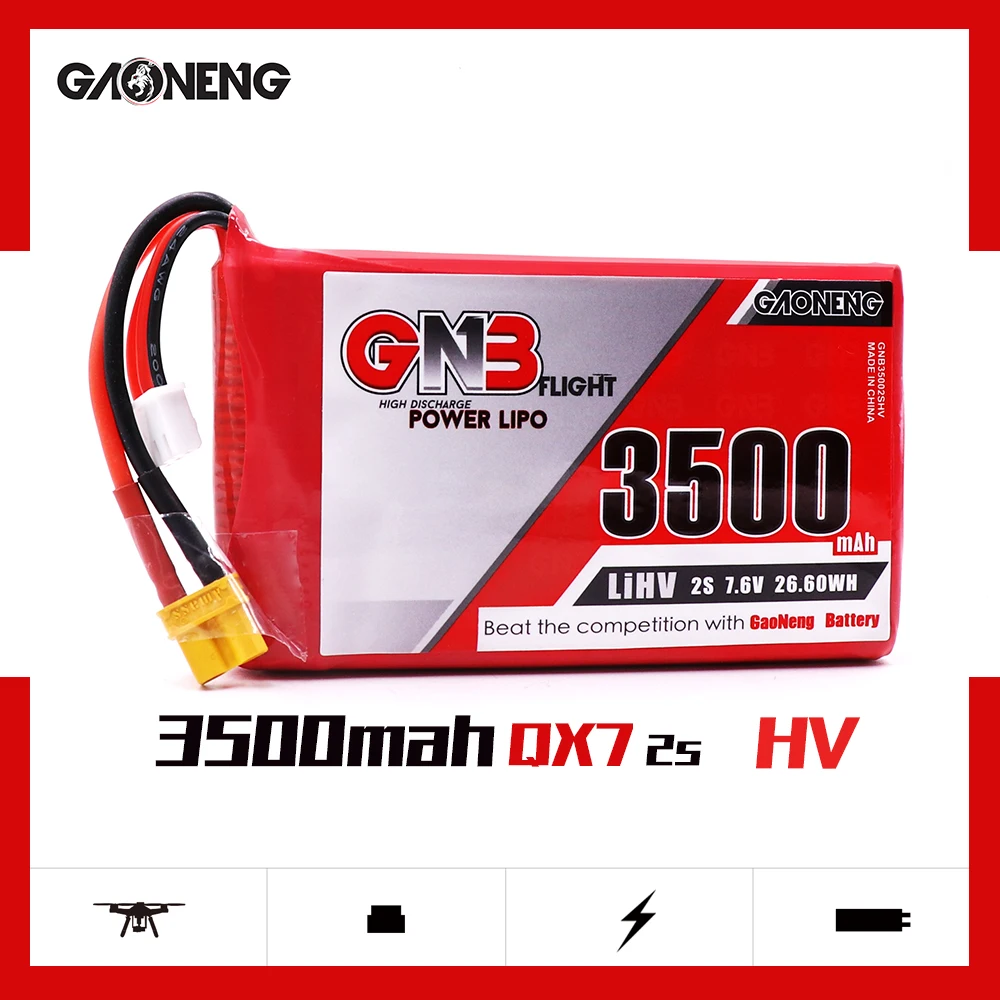2 шт. Gaoneng GNB 7 6 В 3500 мАч 2S HV Lipo аккумулятор XT30 для Frysky Taranis QX7 передатчик TX пульт