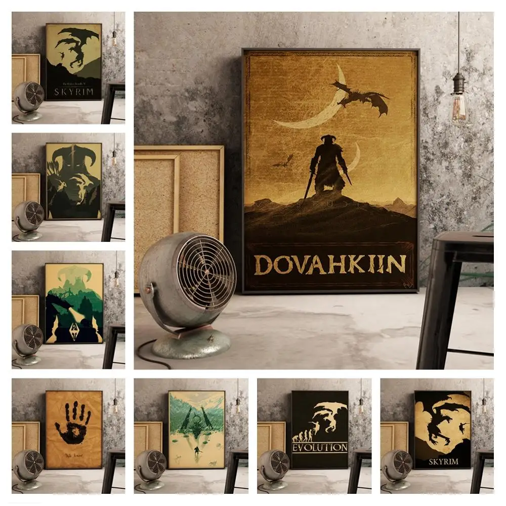 Постер Skyrim в стиле ретро Настенный декор игры бара кафе гостиной столовой