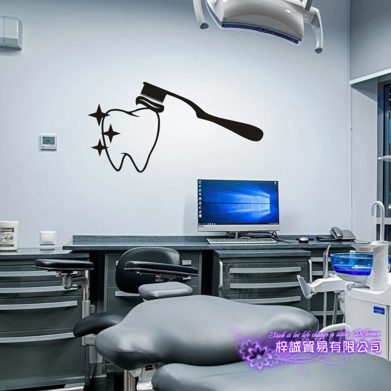 Зуб чистки зубов стикеры стоматолог стоматология наклейка ванная комната плакат