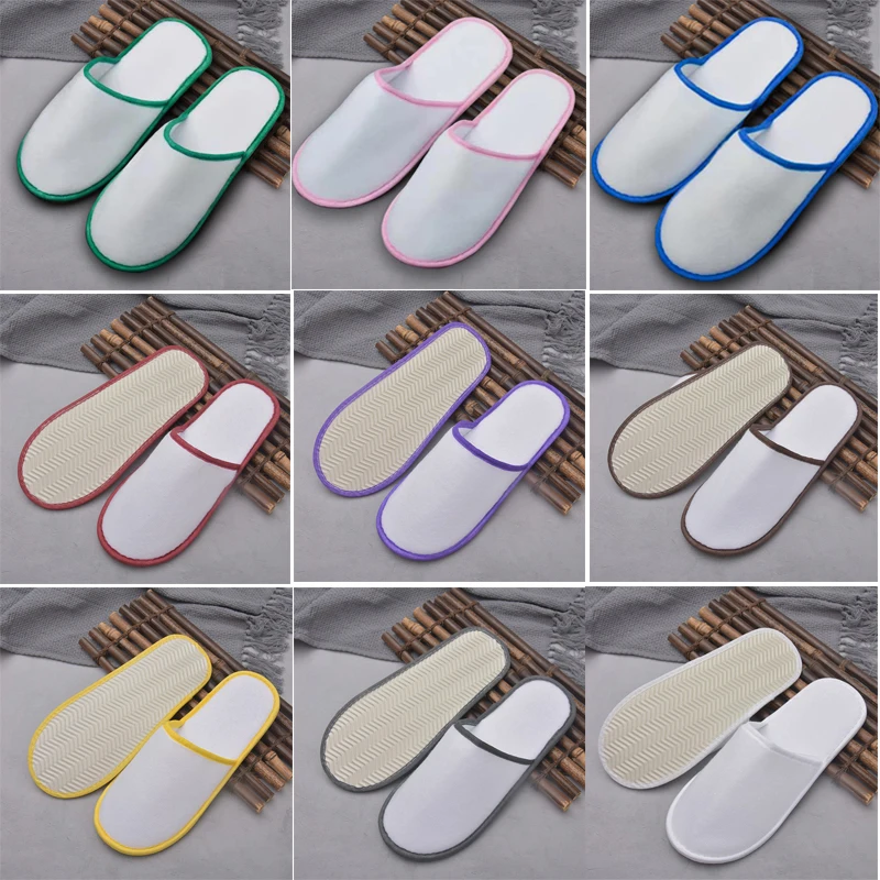 

1Pairs Disposable Hotel Travel Slippers Sanitary Party Home Guest Indoor Shoes Fluffy Closed Toe Men Women Floor Slippers